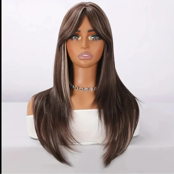 New Elegant Brown With Highlights Women's Wig